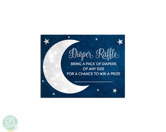 Inserciones de la rifa del pañal - Descarga instantánea - Moon Baby Shower Neutral