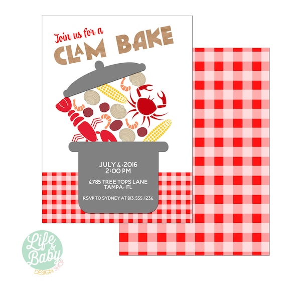 Clam Bake Invitation Low Country Boil Invitation Lobster Etsy