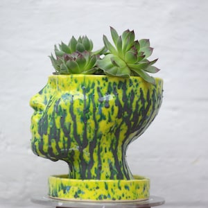 Yellow Flower Pot | Handmade Clay Planter | Head Plant Pot