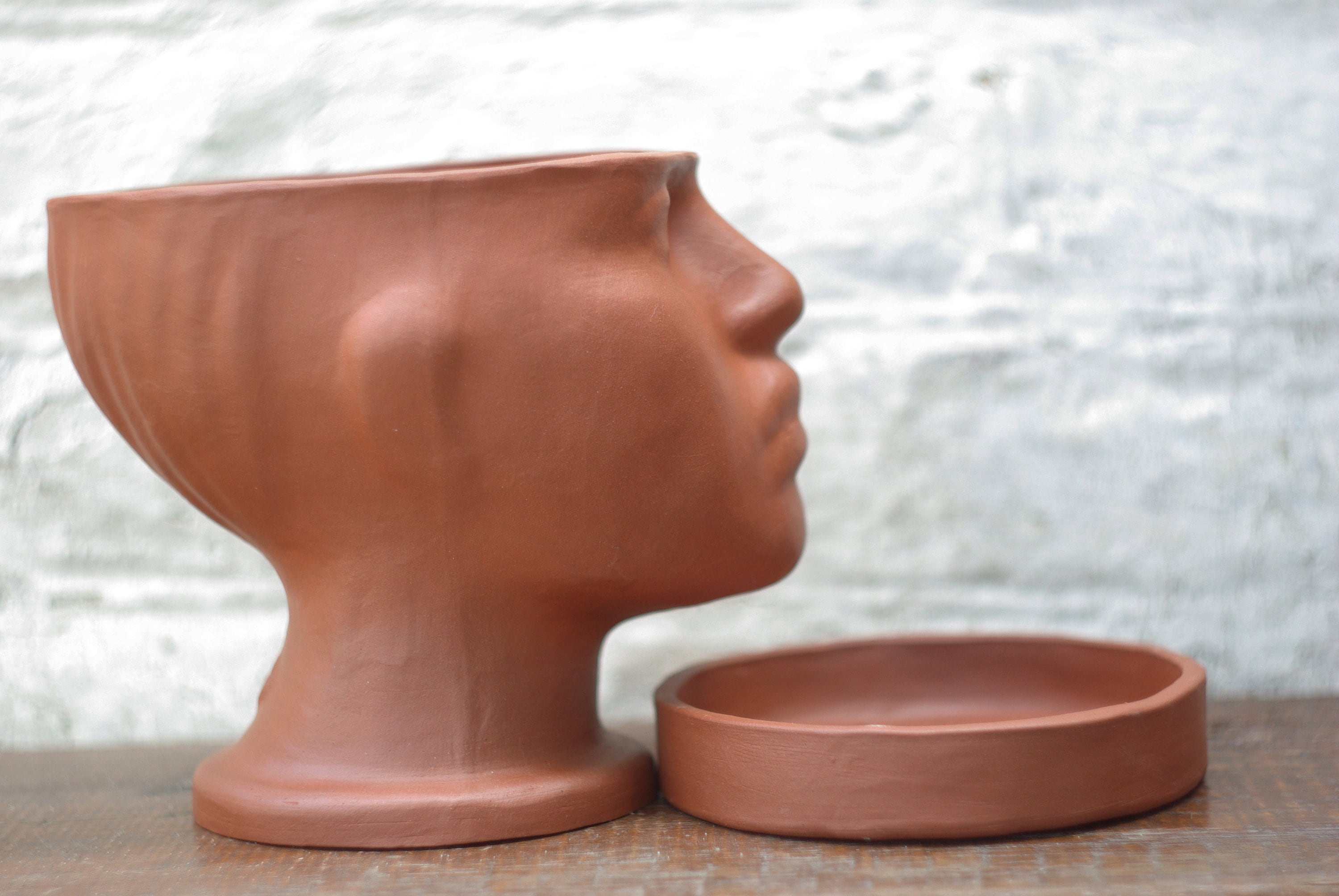 Terracotta Flowerpot / Woman Head Planter / Red Clay Container Etsy
