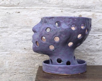 Purple Orchid Pots with Holes | Planter with Drainage | Ceramic Head Planter