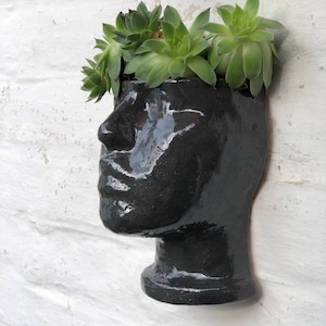 Grey Wall Flower Pot | Woman Face Planter