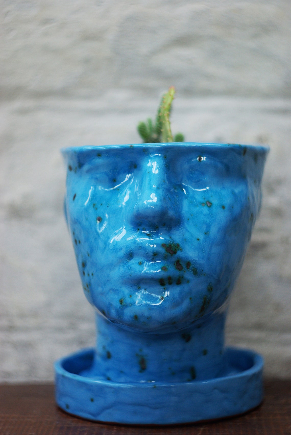 Blue Ceramic Flowerpot / Face Flower Pot / Woman Head Vase Etsy