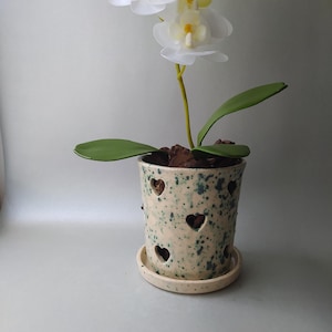 Maceta de cerámica para orquídeas con agujeros / Maceta con drenaje