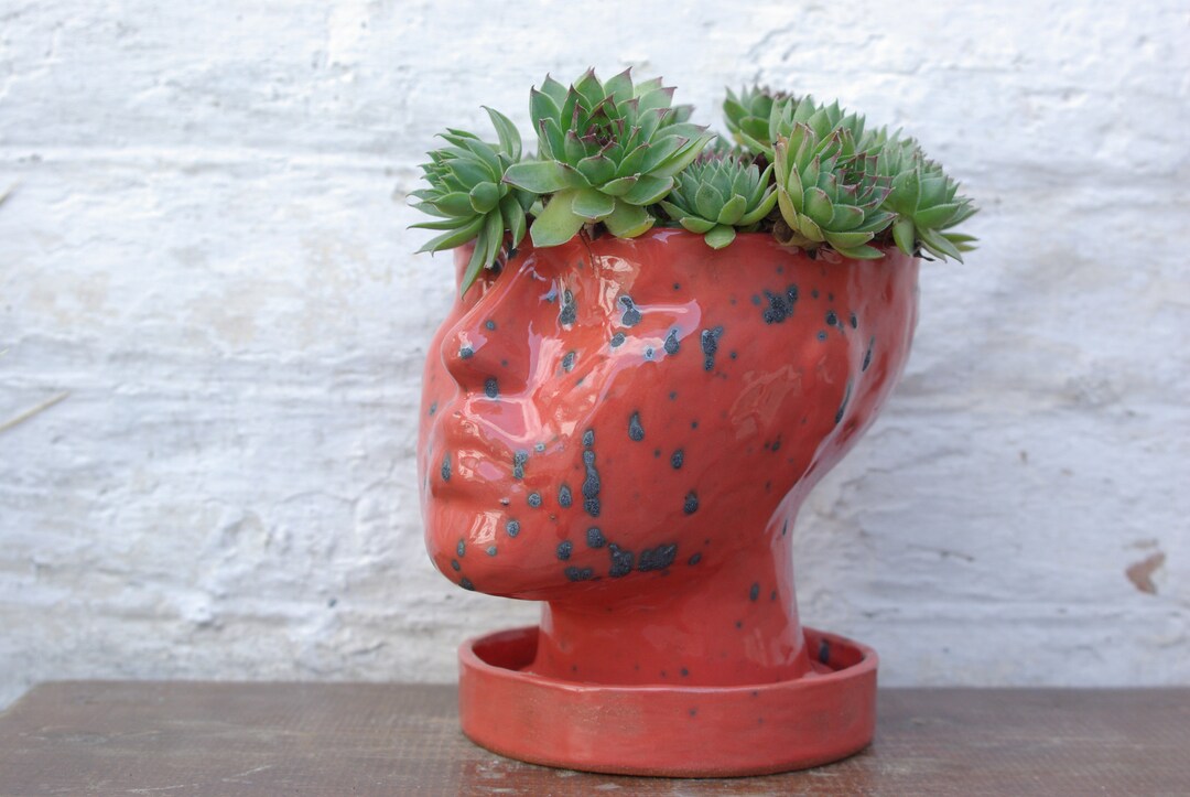 Frauengesicht Blumentopf / Kopf Blumentopf / Roter Blumentopf Etsy.de