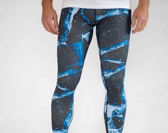 Männer Bunte Sport Leggings / Herren Blaue Yoga Leggings