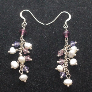Swarovski und Perlen Ohrringe, Sterling Silber, Abendmode, Ohrhänger, Cocktail Ohrringe