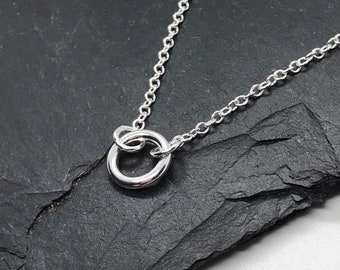 Tiny Circle Necklace,  Sterling Silver Layering Necklace