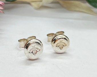 Bee Stud Earrings, Sterling Silver, Manchester Bee