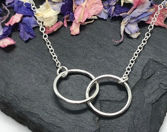 Interlocking Circles Necklace,  Sterling Silver