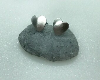Heart Stud Earrings, Sterling Silver, birthday gift, Mother’s Day gift