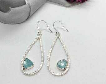 Aquamarine Drop Earrings, Sterling Silver Pale Blue