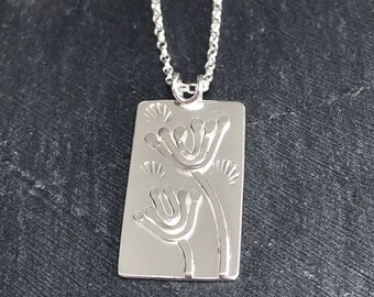 Flower Necklace, Sterling Silver Allium