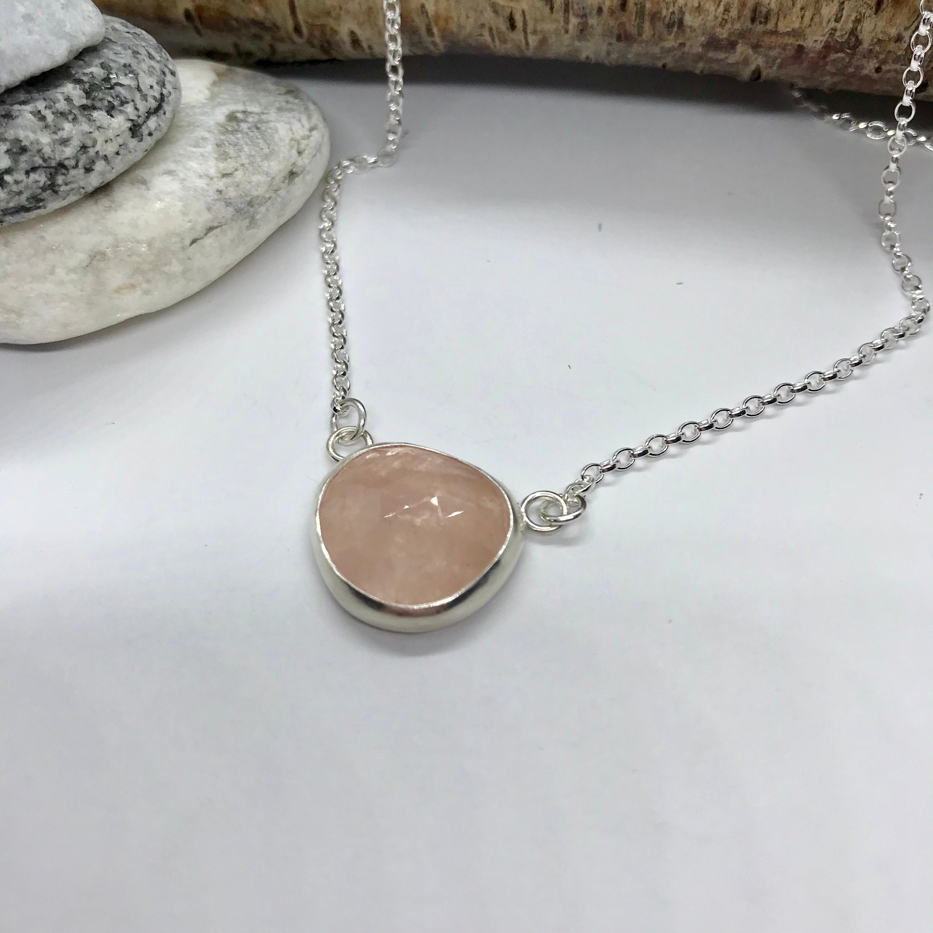 Pink Morganite Necklace Sterling Silver with Natural | Etsy
