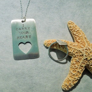 I Carry Your Heart Dog Tag Ring