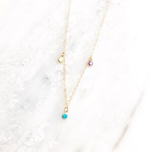 3 Mini birthstone fringe necklace