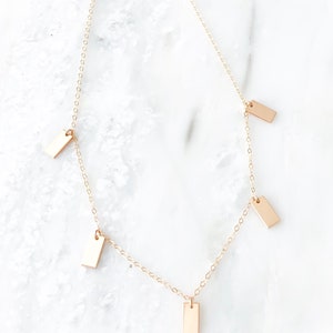Mini rectangle fringe necklace