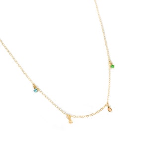 4 Mini Birthstone Fringe Necklace