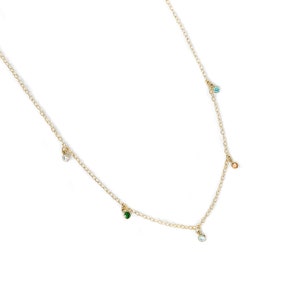 5 Mini birthstone fringe necklace