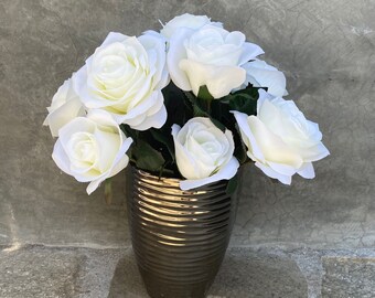 Faux Silk Floral Arrangement, Artificial Flower Arrangement, Wedding Flowers, Home Decoration - 13"Tall