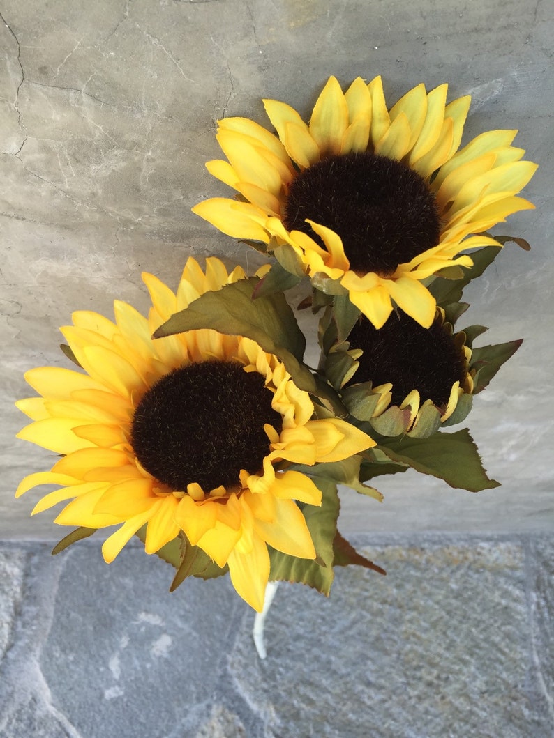 Large Sunflower Bush, Faux, Artificial, Silk Wedding Flowers 32 Tall image 3