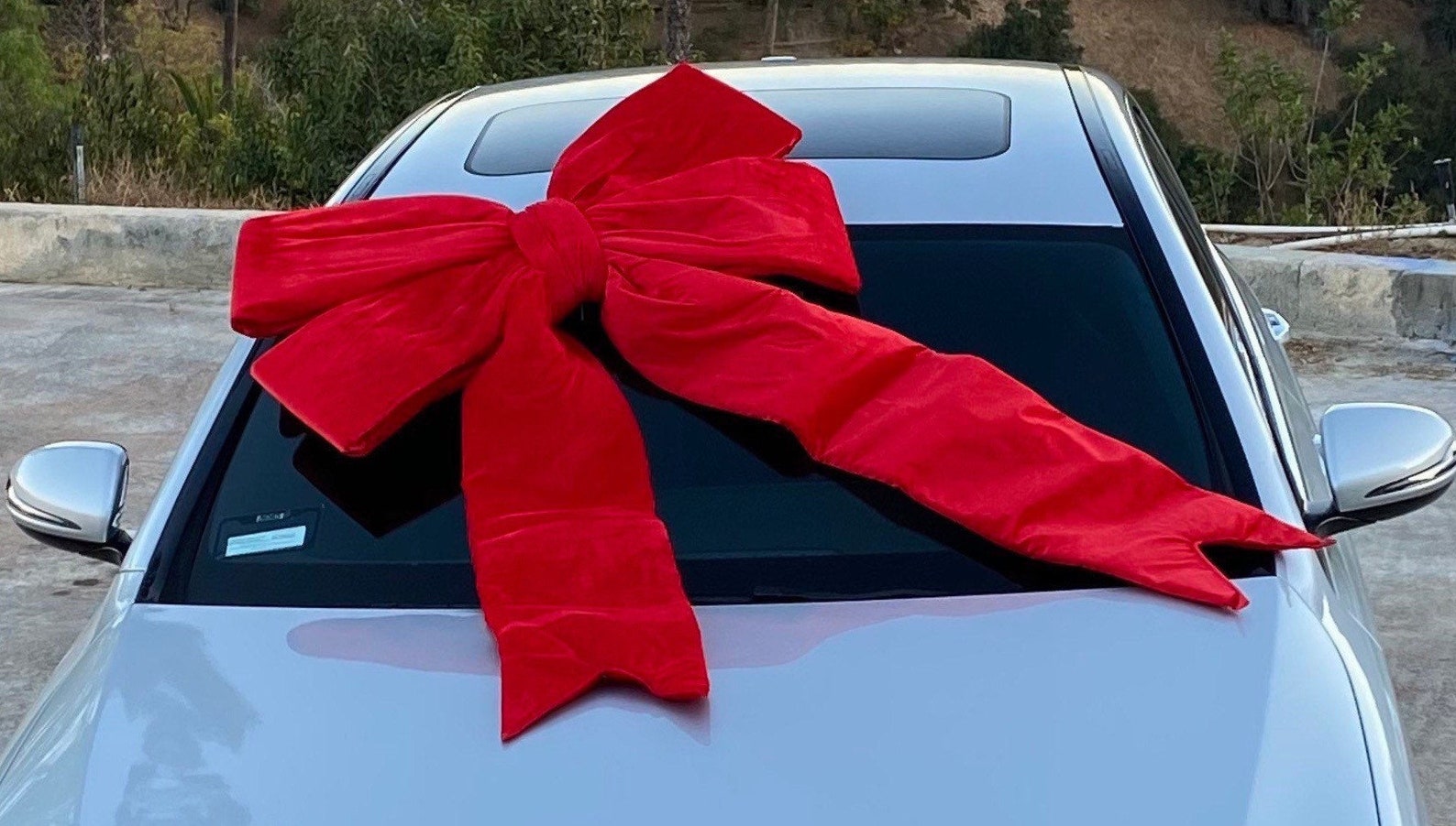 Giant red velvet bow for car big bow car bow red bow Etsy