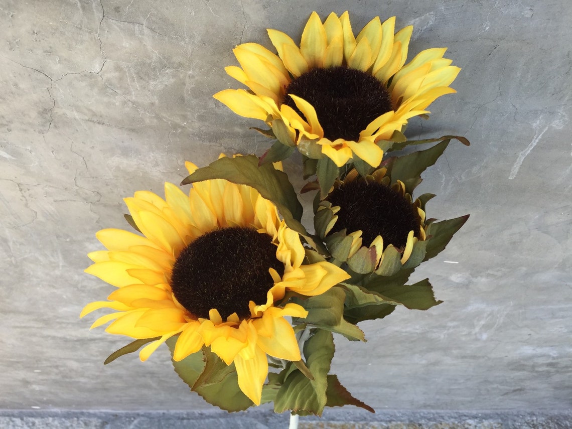 Large Sunflower Bush Faux Artificial Silk Wedding Flowers Etsy
