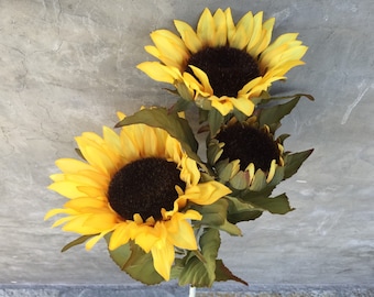 Large Sunflower Bush, Faux, Artificial, Silk Wedding Flowers - 32" Tall