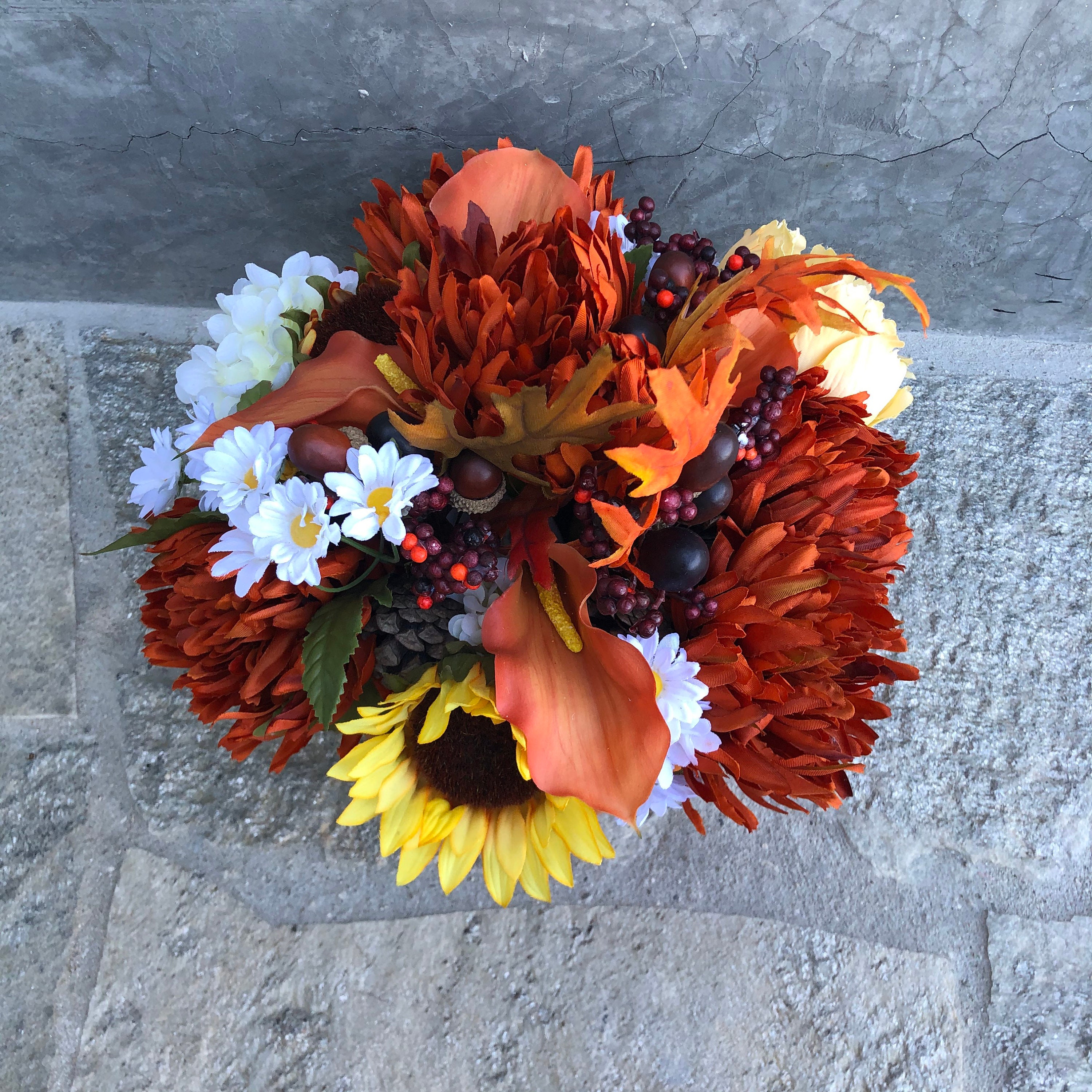 Thanksgiving Decorations - 2Pcs Artificial Fall Flowers, Fall Decor Flower  Bouquet for Wedding Bouquets Autumn Decor Centerpieces Arrangements Faux