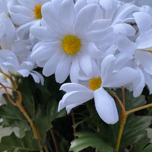 White Daisy Silk Flower Bush, Artificial, Faux, Silk Wedding Flowers 19 Tall image 5