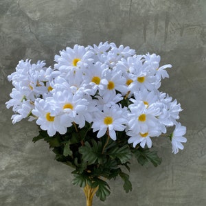 White Daisy Silk Flower Bush, Artificial, Faux, Silk Wedding Flowers 19 Tall image 7