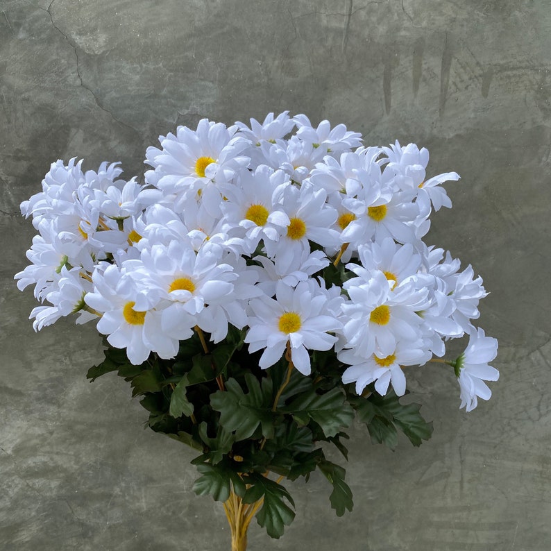 White Daisy Silk Flower Bush Artificial Faux Silk Wedding Etsy