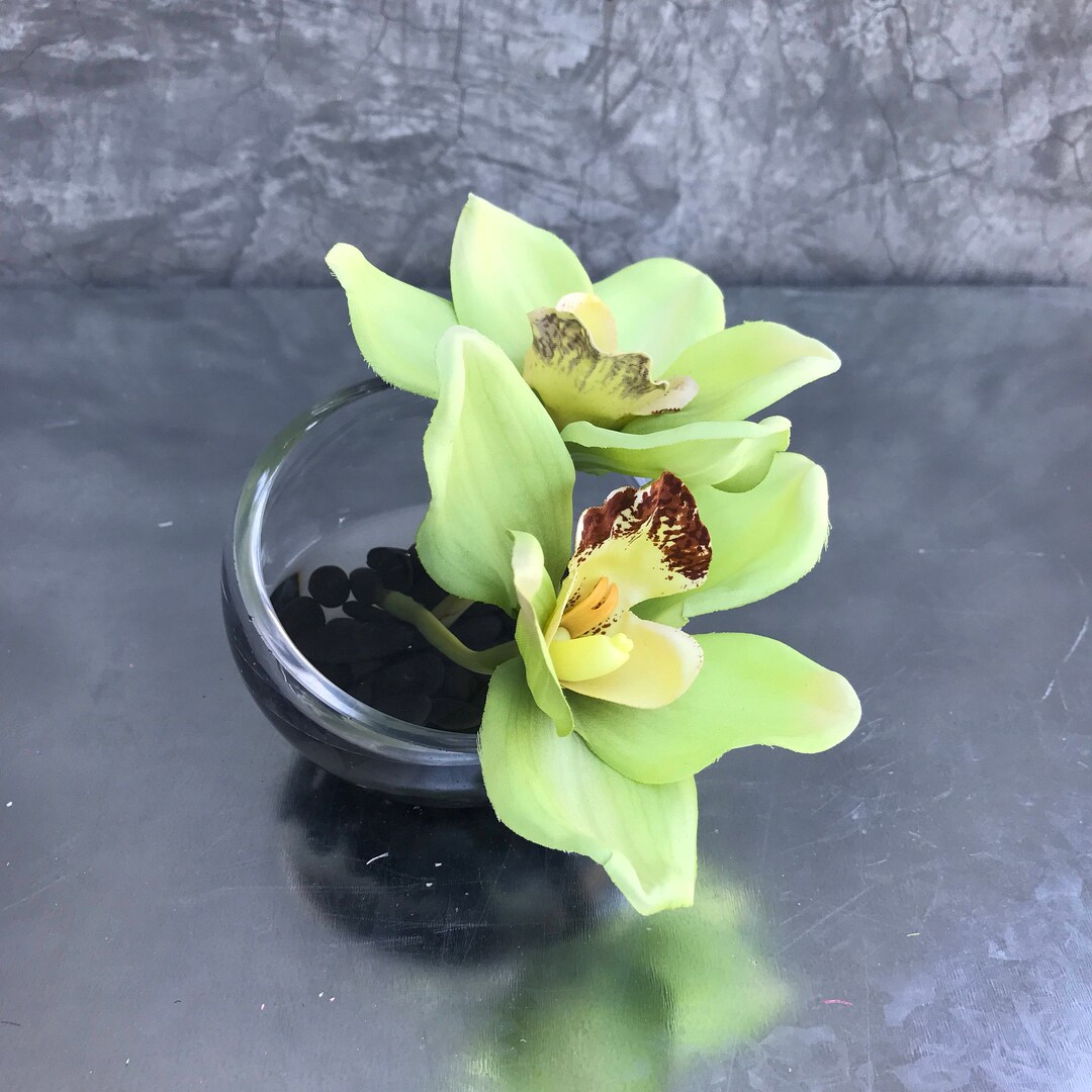 SALE Faux Orchids Arrangement, Faux Water, Artificial Flower