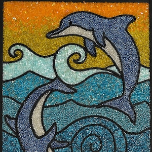Dolphin Fun Bead Mosaic Art Kit + Video Tutorial, beginner friendly
