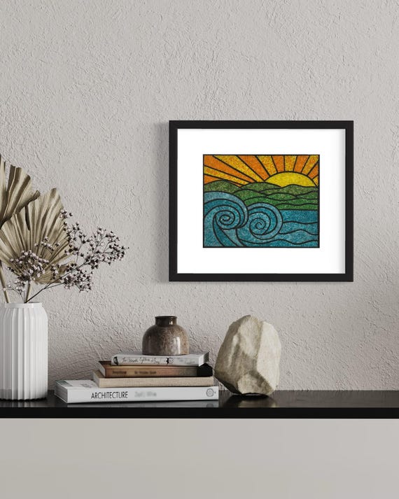 Kit Pittura A Mosaico 5D Con Diamanti, Tramonto Oceano Spiaggia, 71x40 Cm, Fai Da Te Per Adulti, Decorazione Parete, Completo Di Strass