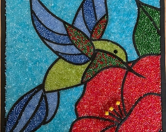 Hummingbird Bead Mosaic Kit + Video Tutorial, beginner friendly