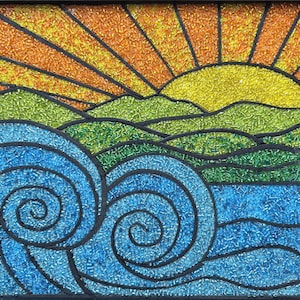 Ocean Tide Sunset Bead Mosaic Art Kit + Video Tutorial, beginner friendly