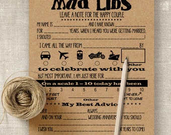 Mad Libs, Printable Wedding templates, rustic wedding games and activities, G101