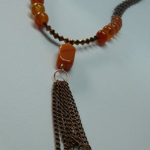Quartzite Orange, Fire Agate & Copper Chain Necklace