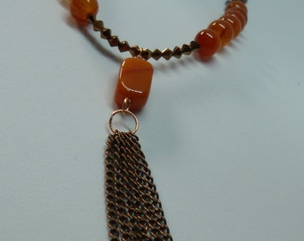 Quartzite Orange, Fire Agate & Copper Ketting