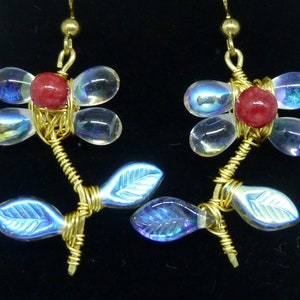 Wire-wrapped flower earrings