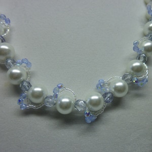 Blue Crystal & Pearl Wedding Necklace