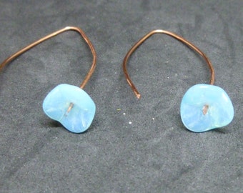 Blue Flower Wire Earrings