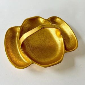 Antique Pickard China “All-Over Gold” Etched Porcelain Relish Dish / Jewelry Tray • 8″ × 7″ • Elegant Gilded Vintage Serving Piece
