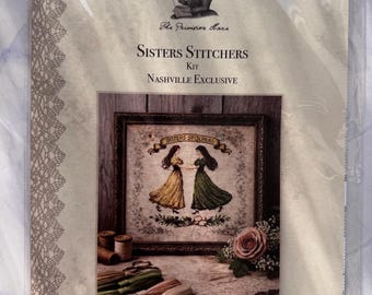 Kit de costura Sisters Stitchers (incluye patrón y tela) de The Primitive Hare - Patrón de punto de cruz en papel y tela