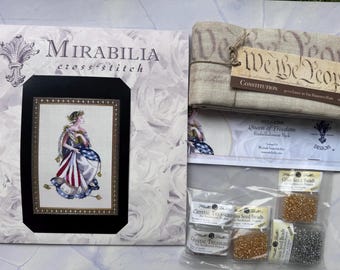 Kit de punto de cruz Mirabilia Reina de la Libertad - Patriótico Nora Corbett Raro