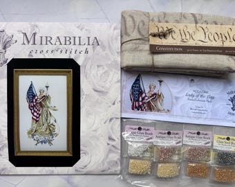 Kit de punto de cruz Mirabilia Dama de la Bandera - Patriótico Nora Corbett Raro