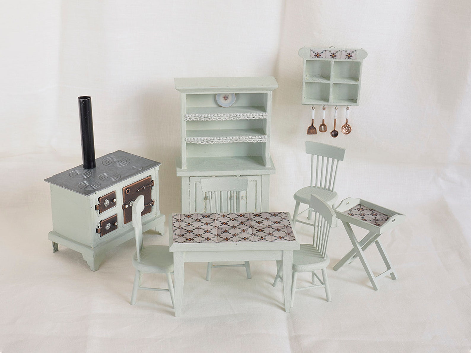 Dollhouse furniture Dollhouse kitchen set miniature wooden Etsy