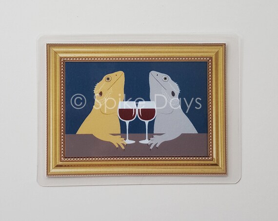 Two Bearded Dragons Drinking Wine Tank Decor Lizard Etsy