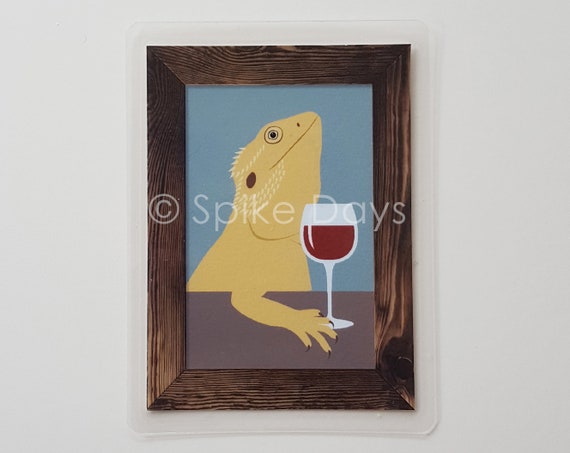 Bearded Dragon Drinking Wine Tank Decor Funny Bearded Dragon Etsy